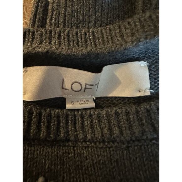 LOFT Floral Embroidered Crew Neck Sweater Women Sz s Dark Cottagecore Grannycore - Picture 8 of 10